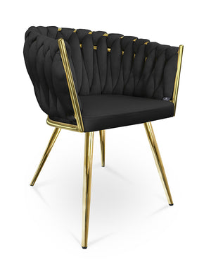 Poltrona in velluto nero, sedia imbottita da pranzo – Elise