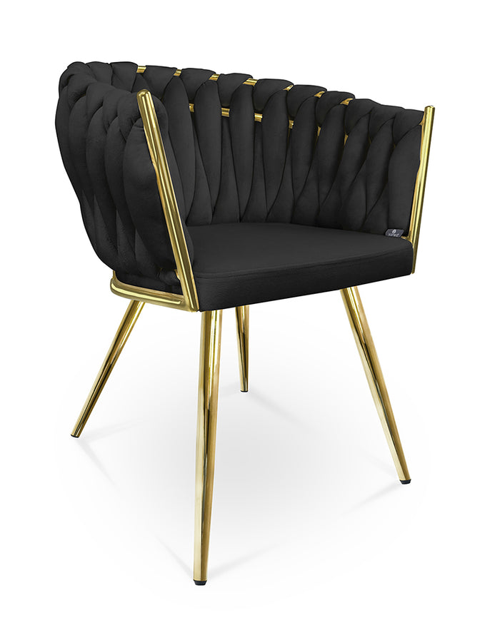 Poltrona in velluto nero, sedia imbottita da pranzo – Elise