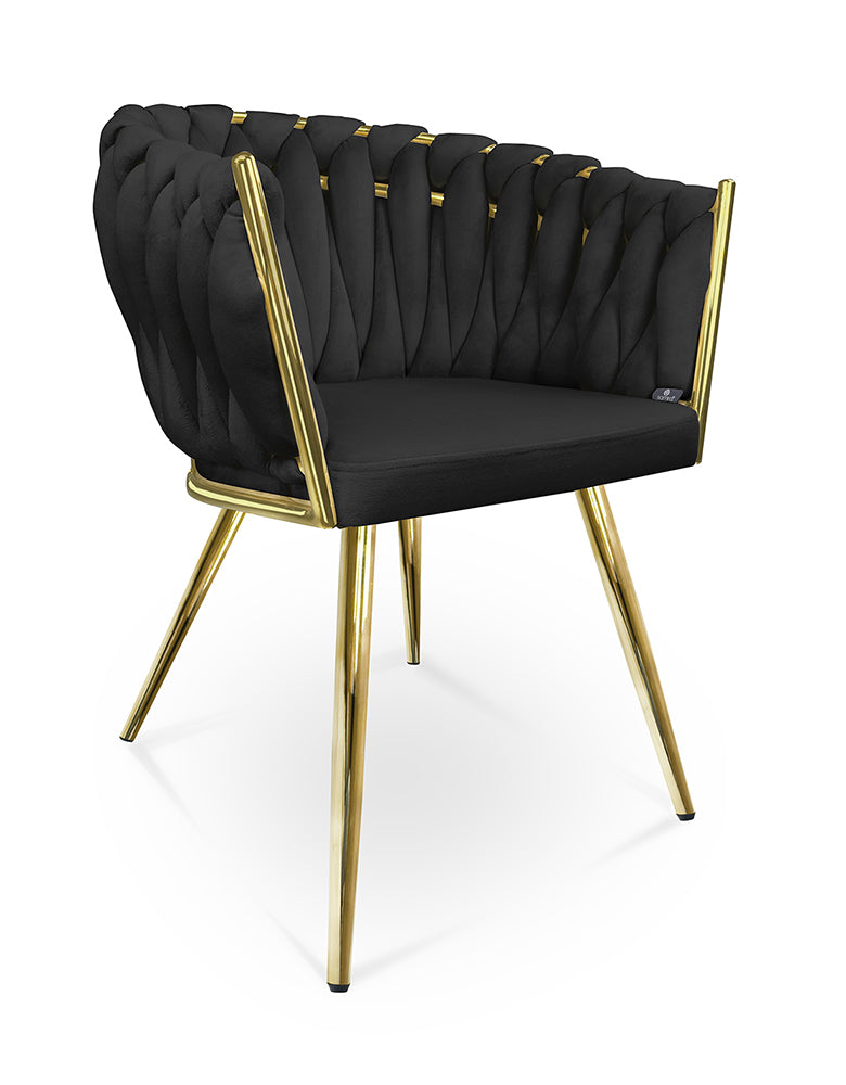 Poltrona in velluto nero, sedia imbottita da pranzo – Elise