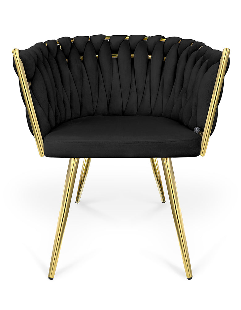 Poltrona in velluto nero, sedia imbottita da pranzo – Elise