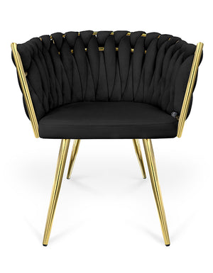 Poltrona in velluto nero, sedia imbottita da pranzo – Elise