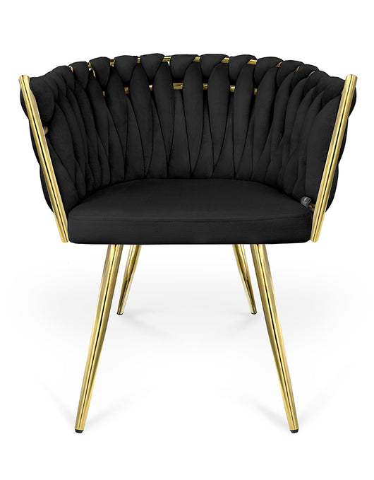 Poltrona in velluto nero, sedia imbottita da pranzo – Elise