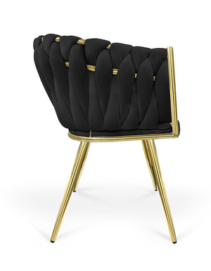 Poltrona in velluto nero, sedia imbottita da pranzo – Elise