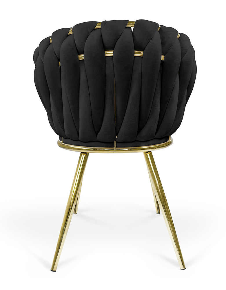 Poltrona in velluto nero, sedia imbottita da pranzo – Elise