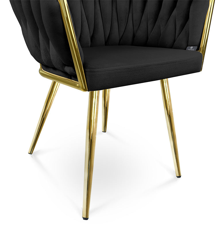 Poltrona in velluto nero, sedia imbottita da pranzo – Elise