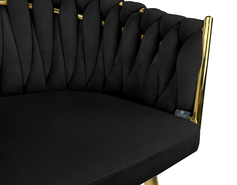 Poltrona in velluto nero, sedia imbottita da pranzo – Elise