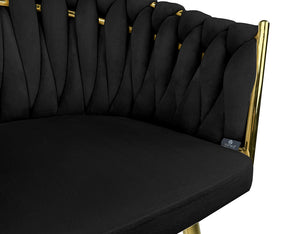 Poltrona in velluto nero, sedia imbottita da pranzo – Elise