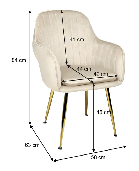 Sedia da pranzo in velluto poltroncina vintage mod. Celine Colore: Beige