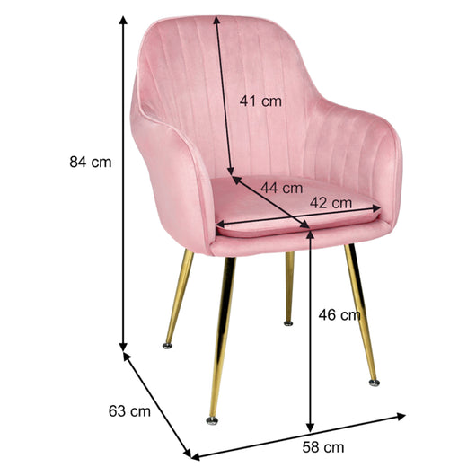 Sedia da pranzo in velluto poltroncina vintage mod. Celine Colore: Rosa