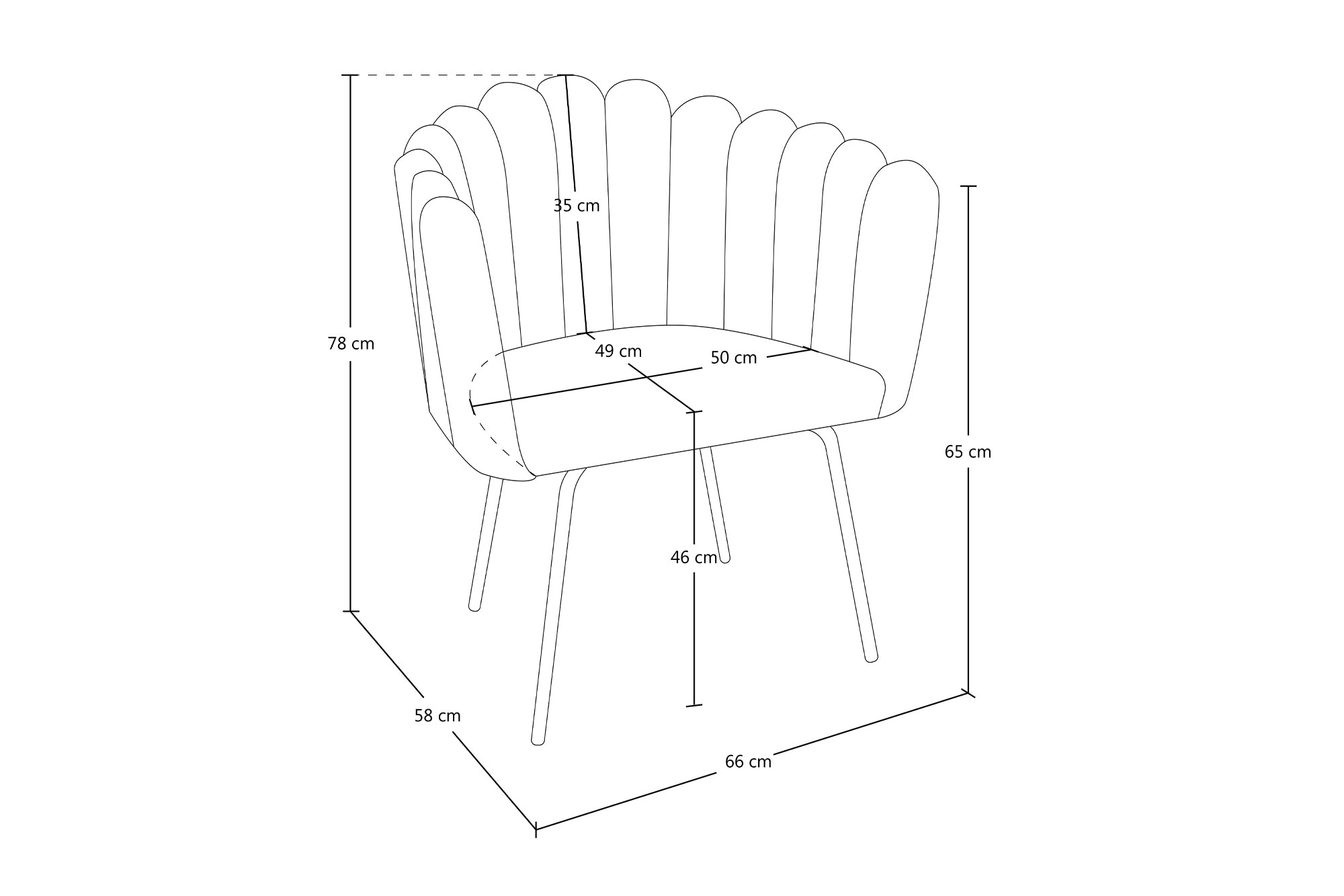 Poltrona conchiglia in velluto rosa poltroncina vintage – Perla