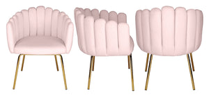 Poltrona conchiglia in velluto rosa poltroncina vintage – Perla