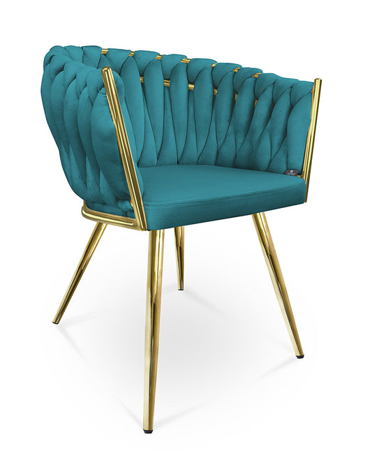 Poltrona in velluto verde petrolio, sedia imbottita da pranzo – Elise