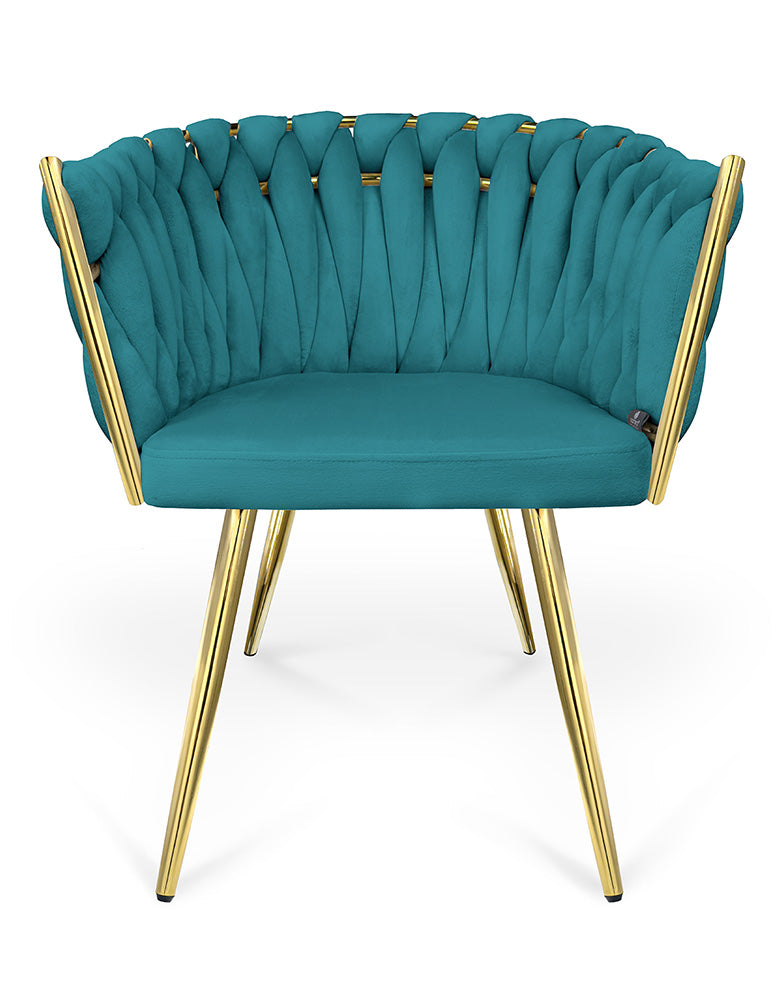 Poltrona in velluto verde petrolio, sedia imbottita da pranzo – Elise