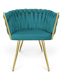 Poltrona in velluto verde petrolio, sedia imbottita da pranzo – Elise