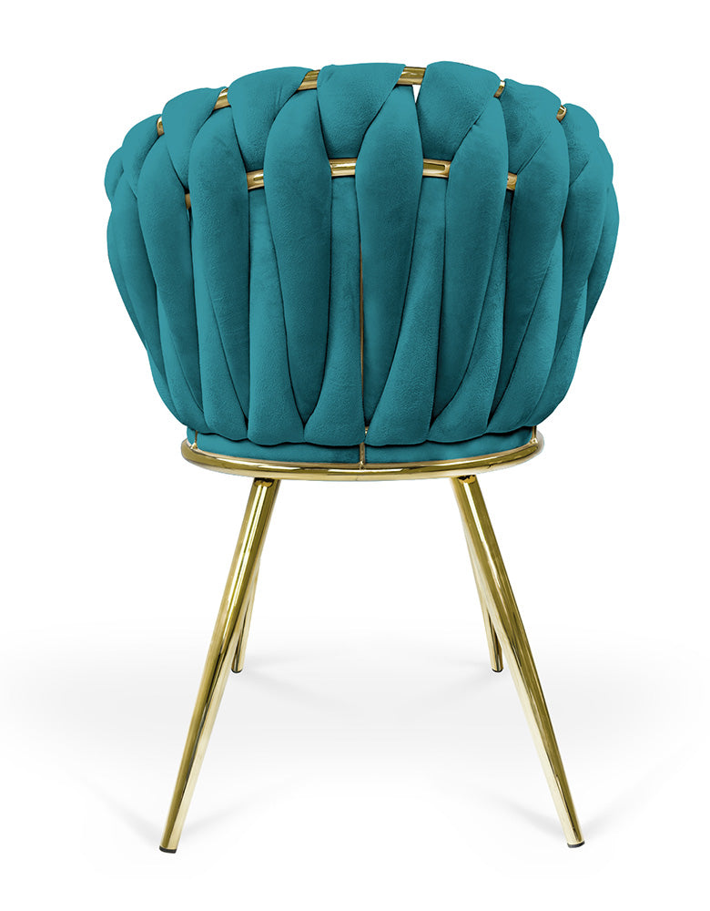 Poltrona in velluto verde petrolio, sedia imbottita da pranzo – Elise