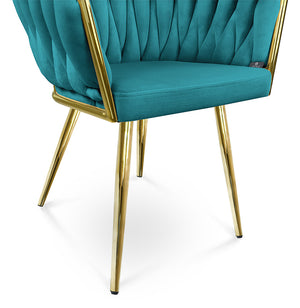 Poltrona in velluto verde petrolio, sedia imbottita da pranzo – Elise