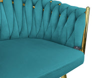 Poltrona in velluto verde petrolio, sedia imbottita da pranzo – Elise