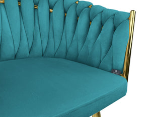 Poltrona in velluto verde petrolio, sedia imbottita da pranzo – Elise