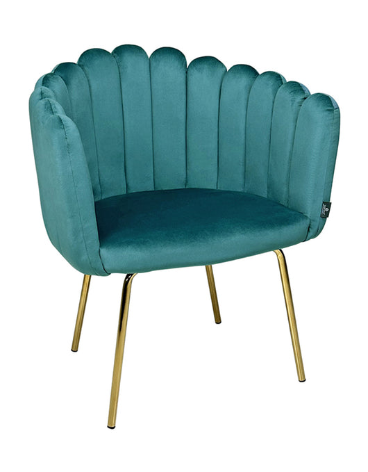 Poltrona conchiglia in velluto, poltroncina vintage mod. Perla - Colore: Verde petrolio - SDPL26PEPD