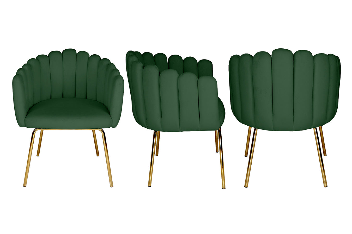 Poltrona conchiglia in velluto verde scuro poltroncina vintage – Perla