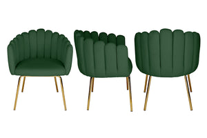 Poltrona conchiglia in velluto verde scuro poltroncina vintage – Perla