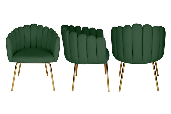 Poltrona conchiglia in velluto verde scuro poltroncina vintage – Perla