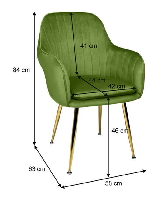Sedia da pranzo in velluto poltroncina vintage mod. Celine Colore: Verde pistacchio