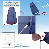 Tenda da Doccia Pop Up Impermeabile in Poliestere e Plastica, 100x100x185 cm, Blu Navy
