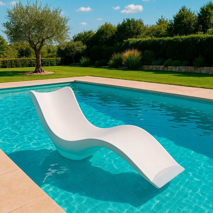 Lettino da Giardino in Plastica Polietilene Bianco Resistente agli Agenti Atmosferici per Piscina e Mare Modello Assunta MPC