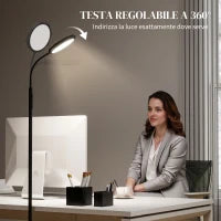 Lampada da Terra LED con Telecomando, Testa Girevole, Regolazione Luminosità e Temperatura, Nero