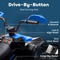 Quad Elettrico per Bambini, a 24V con 4 Ruote, Fari, Porta USB e Funzione MP3, 3-8 Anni, Blu