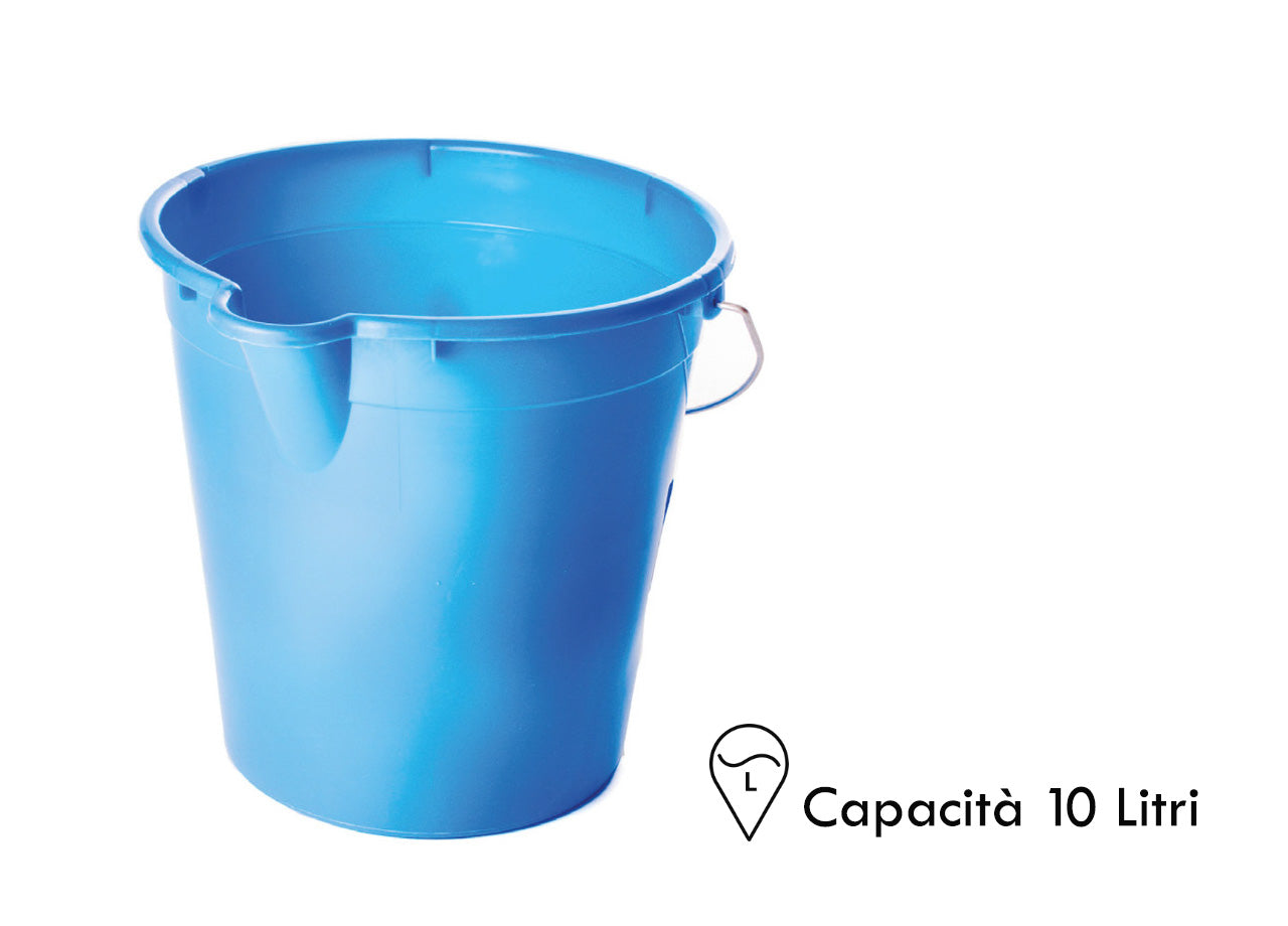 Secchio Per Pulizie Manico Ergonomico Con Becco Secchi Plastica Azzurro - 10L - Secchio