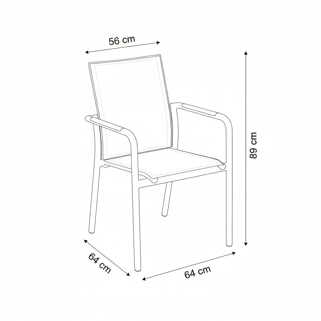 SINED Sedia Giardino Impilabile Bianca in Alluminio e Tessuto Design Moderno e Funzionale Codice SEDIA-GIARDINO-CHIERI-BIANCA