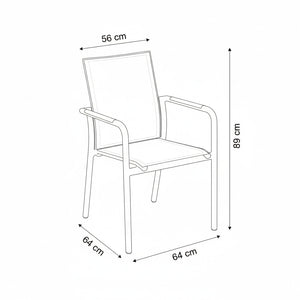 SINED Sedia Giardino Impilabile Bianca in Alluminio e Tessuto Design Moderno e Funzionale Codice SEDIA-GIARDINO-CHIERI-BIANCA