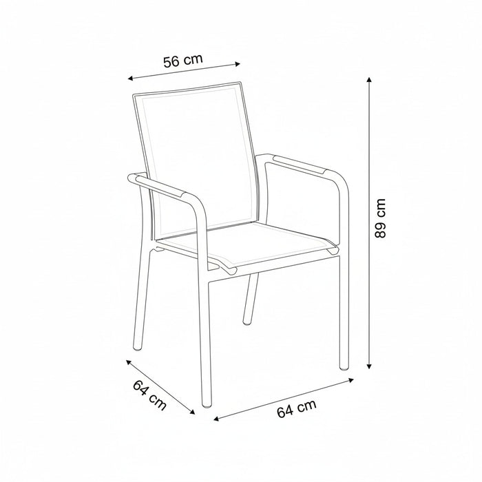 SINED Sedia Giardino Impilabile Bianca in Alluminio e Tessuto Design Moderno e Funzionale Codice SEDIA-GIARDINO-CHIERI-BIANCA