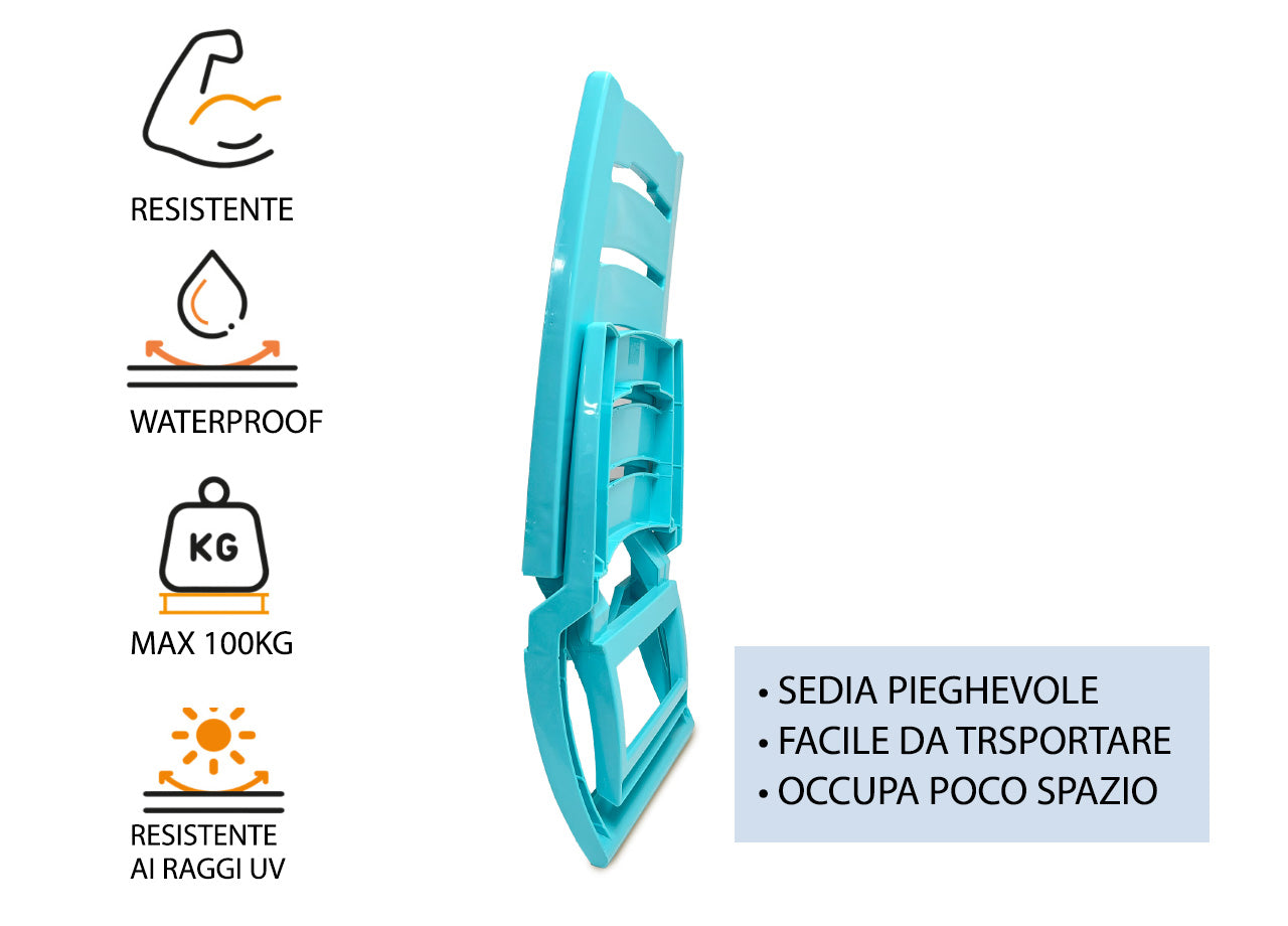 Sedia Camping Spiaggia Pieghevole Spiaggina Portatile Plastica Mod. Linosa - Linosa - Arancio
