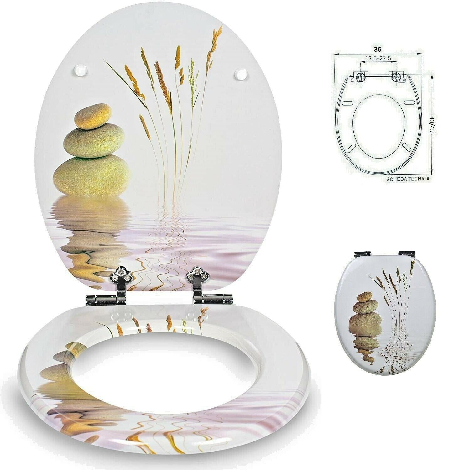 SEDILE COPRIWATER UNIVERSALE PER BAGNO COPRI WC WATER IN LEGNO 18" Mod. 52899