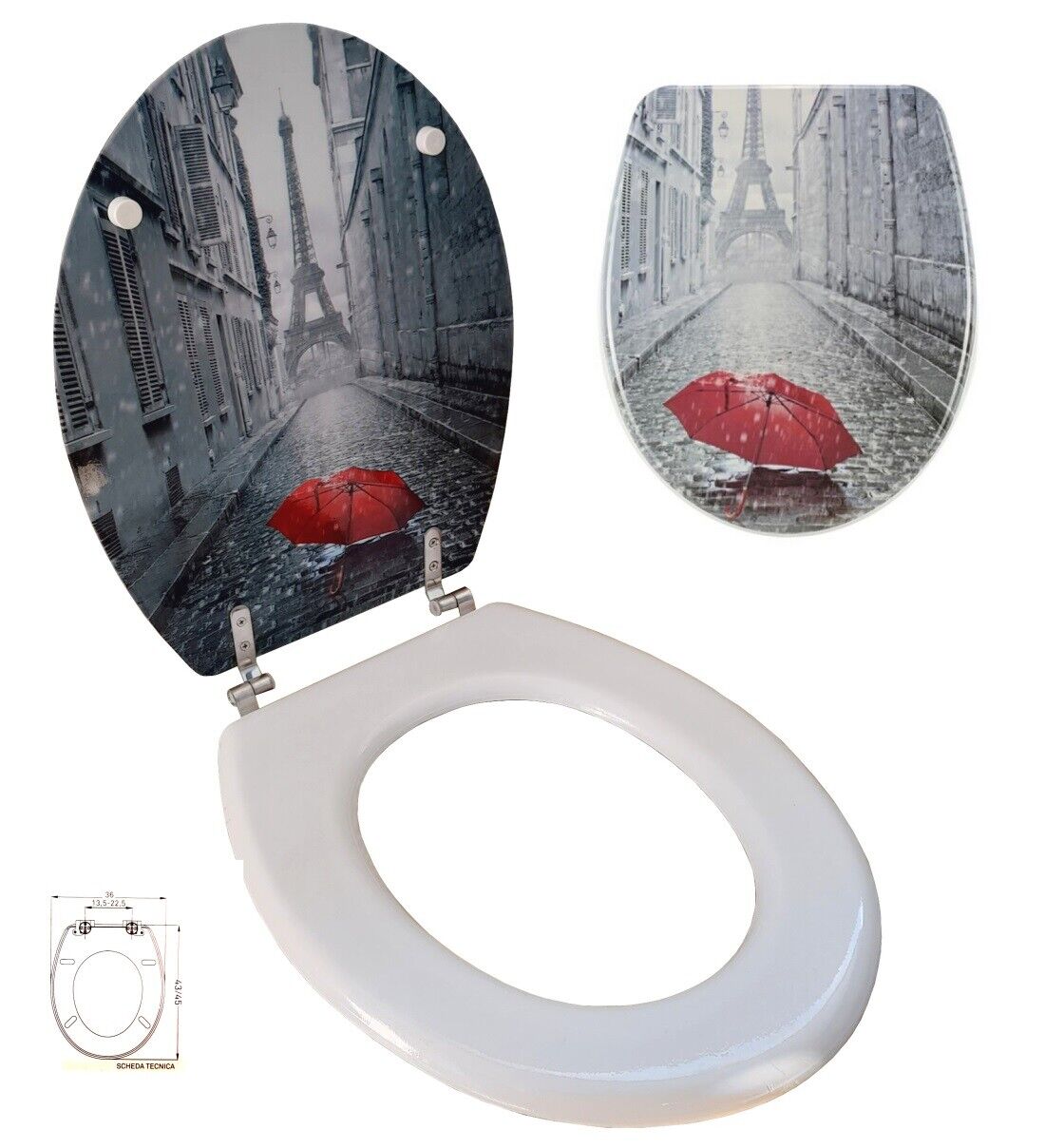 SEDILE COPRIWATER UNIVERSALE PER BAGNO COPRI WC WATER IN LEGNO 18" Mod. 52996