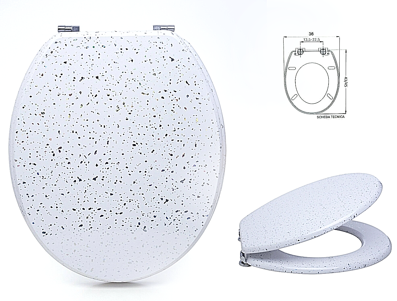 SEDILE COPRIWATER UNIVERSALE PER BAGNO COPRI WC WATER IN LEGNO 18" Mod. 52997