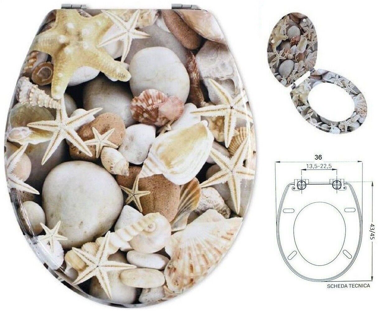 SEDILE COPRIWATER UNIVERSALE PER BAGNO COPRI WC WATER IN LEGNO 18" Mod. 52730