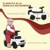 Macchina a Spinta per Bambini 12-36 Mesi con Licenza Mercedes, Tettuccio e Maniglia di Spinta, 85.5x40.5x95 cm, Bianco