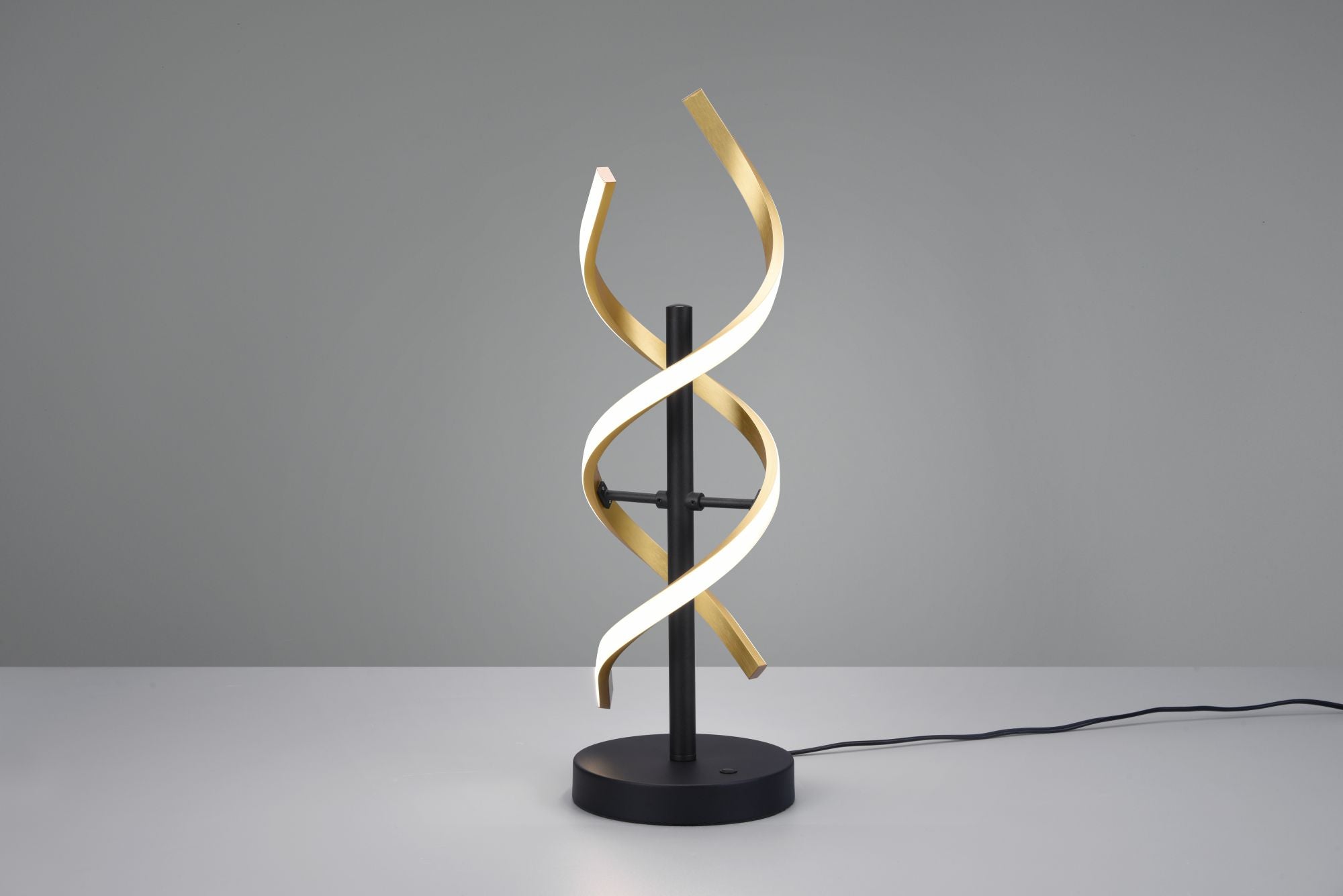 SEQUENCE LAMPADA DA TAVOLO LED 20,5W 2600lm, 2300+3000+4000K SPIRALE METALLO OTTONE E NERO CON REGOLAZIONE INTENSITA' E TEMPERATURA DI COLORE DELLA LUCE CON INTERRUTTORE TOUCH H. 48,5CM