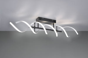 SEQUENCE PLAFONIERA LED 41W 5000lm, 2300+3000+4000K SPIRALE METALLO ALLUMINIO E NERO CON REGOLAZIONE INTENSITA' E TEMPERATURA DI COLORE DELLA LUCE CON INTERRUTTORE L. 90CM
