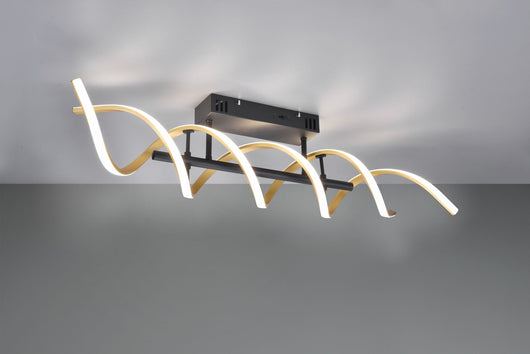 SEQUENCE PLAFONIERA LED 41W 5000lm, 2300+3000+4000K SPIRALE METALLO OTTONE E NERO CON REGOLAZIONE INTENSITA' E TEMPERATURA DI COLORE DELLA LUCE CON INTERRUTTORE L. 90CM