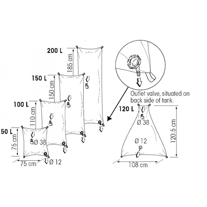 SERBATOIO ACQUA FLESSIBILE LT.150