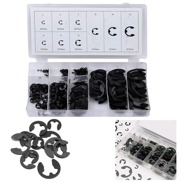 SERIE SET KIT ASSORTIMENTO 300 ANELLI SEEGER RONDELLE ELASTICO E-CLIPS