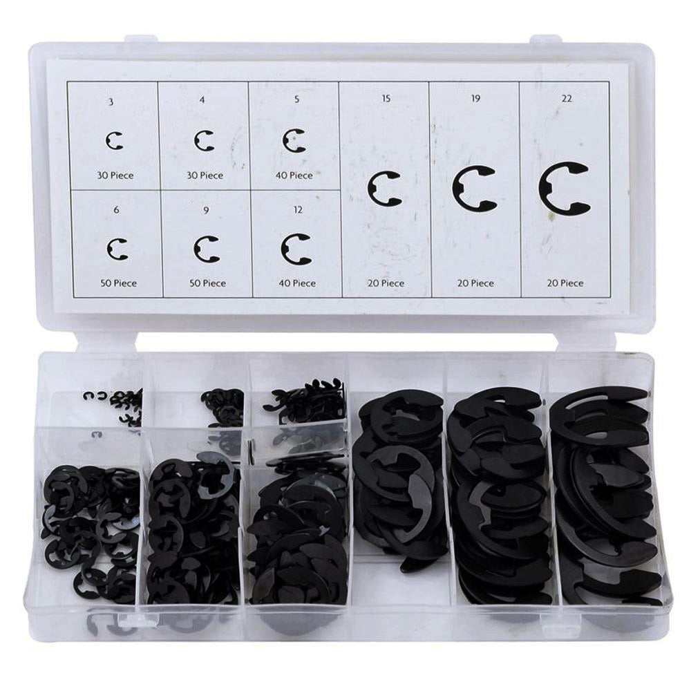 SERIE SET KIT ASSORTIMENTO 300 ANELLI SEEGER RONDELLE ELASTICO E-CLIPS