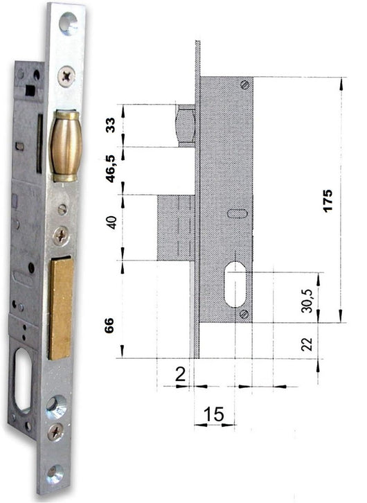 SERRATURA A INFILARE CON RULLO CILINDRO OVALE MM15