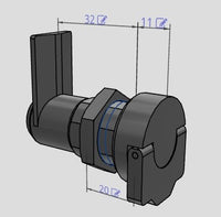 SERRATURA A LEVETTA C/MANOPOLA IN TECNOP. MM32X32 CMT.32-32 AE-V0