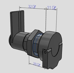 SERRATURA A LEVETTA C/MANOPOLA IN TECNOP. MM32X32 CMT.32-32 AE-V0